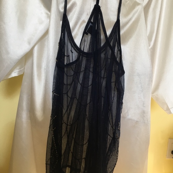 Navy blue beaded tank top - Picture 4 of 4